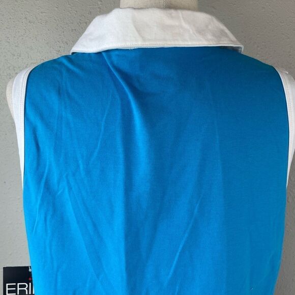 NWT Erika Caribbean Blue Sleeveless Collared Top Size L - Picture 5 of 7